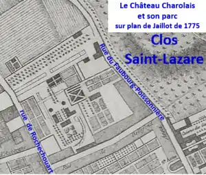 Château Charolais sur plan Jaillot de 1775