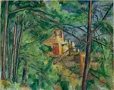 Paul Cézanne : Le « Château Noir » entre les arbres.