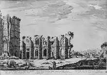 Ruines de l'ancien château de Bicêtre (gravure du XVIIIe siècle).