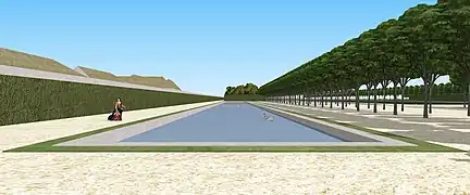 Restitution du petit canal du château d'Angervilliers, XVIIIe siècle