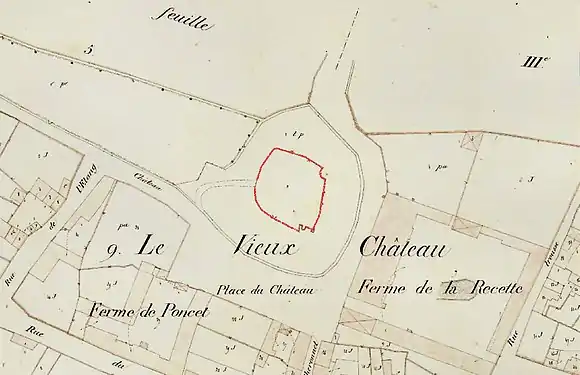 Le château sur le cadastre Napoléon, vers 1820-1830.