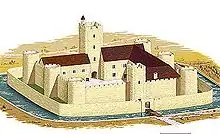 Dessin représentant le château au XIIe siècle.