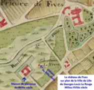 Château de Fives sur plan du XVIIIe siècle