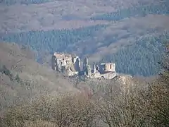 Le bouclier du donjon et l'enceinte du XVIe siècle des ruines du château-fort de Franchimont
