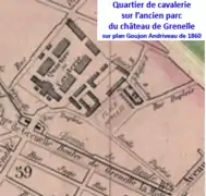 L'ancien château transformé en quartier de cavalerie en 1860.