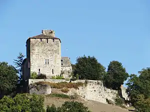 Le château côté ouest et l'enceinte basse en partie détruite en 1575