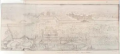 Les jardins bas de Meudon, par Israel Silvestre, au XVIIe siècle, BNF.