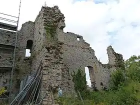 Ruines du donjon du château de Mirebel.