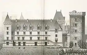 Schéma en noir et blanc d'un château.