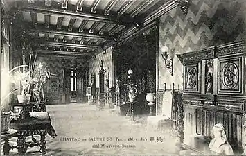 Carte postale, château de Sautré, boiseries du XVIIIe siècle