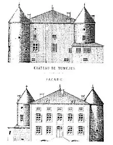 Maison forte de Tumejusportail, fontaine, parc, clôture, orangerie, jardin potager