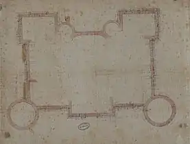 Rez-de-chaussée et plan de masse, plans signés par Benoit, 1859.