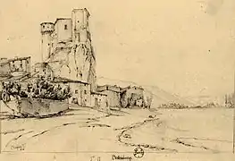 Le château de Châteaubourg (dessin de Nicolas Chapuy).