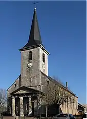Église de l'Exaltation-de-la-Sainte-CroixFaçade principale et clocher, y compris le péristyle