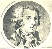 gravure en médaillon : portrait d'un jeune homme.