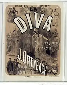 Affiche pour la création de La Diva, de Jacques Offenbach (1869).