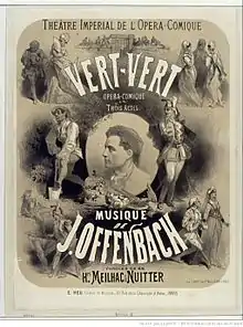 Affiche pour la création de Vert-Vert, de Jacques Offenbach (1869).