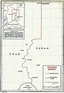 Carte de la frontière entre le Tchad et le Soudan