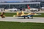 Mikoyan-Gourevitch MiG-29 de la Force aérienne tchadienne atterrissant à l'aéroport de Lviv (Ukraine)