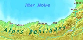 Carte topographique de la chaîne pontique