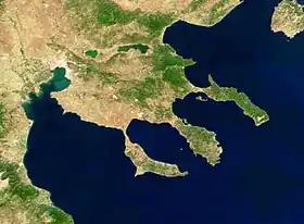 Image satellite de la Chalcidique.