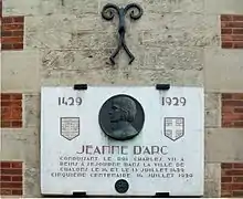 Commémoration du passage de Jeanne d'Arc.