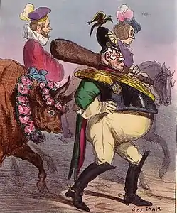 « Sauvage moderne, pour le cortège du bœuf-gras de 1855 », lithographie.