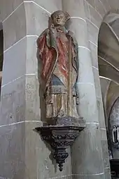 Statue de Saint-Martial, du XVe siècle en pierre calcaire avec peinture polychrome.