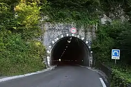 Le tunnel sur la route de Laissey.