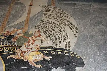 Mosaïque sur le sol de la chapelle du Crucifix