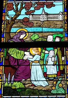« Comment sainte Anne instruisit la Sainte Vierge ». Le sanatorium et la chapelle de Pen Bron sont représentés.