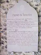 Plaque dans la chapelle.