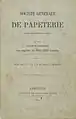 page de couverture bilan annuel 1883 de la S.G. de papeterie