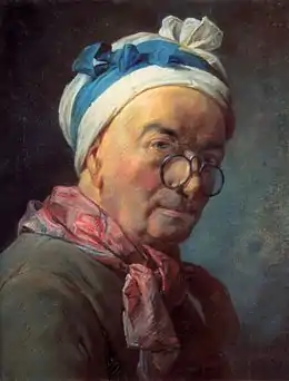 Jean-Baptiste-Siméon Chardin, Autoportrait aux bésicles, pastel sur papier gris-bleu, 1771, Paris: Musée du Louvre.