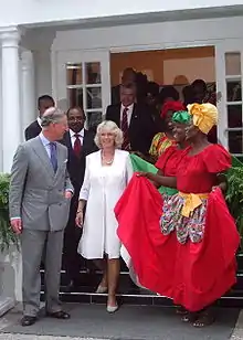 Le roi Charles III du Royaume-Uni, alors prince de Galles et son épouse Camilla Shand en visite en Jamaïque en 2008.