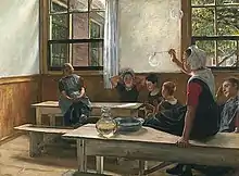 Enfants dans une salle de classe à Haarlem (Pays-Bas), Charles Frederic Ulrich, 1884.