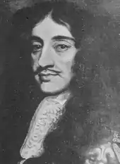 Tableau en noir et blanc représentant Charles II d'Angleterre.