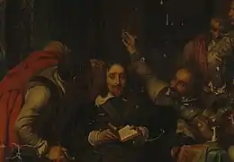 Charles Ier à l'air fatigué est entouré de soldats hilares