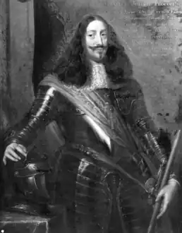 Charles Joseph Procope de Ligne (pt) (1661†1713), frère du précédent, 2e marquis de Arronches (pt) et 5e comte de Miranda do Corvo (pt) (avec sa femme), chevalier de l'Ordre du Christ (Portugal)