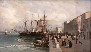 Le Quai Saint-Pierre et le bâtiment de la douane (XIXe siècle), Charles Labor, musée de la Castre