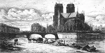 Le pont vers 1850-1854 (gravure de Charles Meryon).