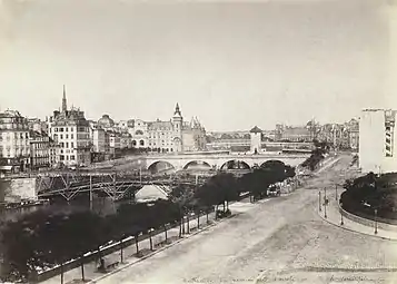 Construction du pont d’Arcole, 1855.