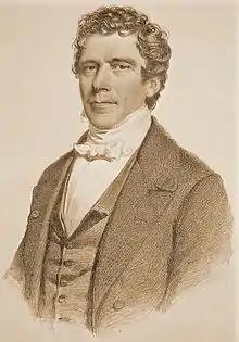 Gravure présentant le portrait en buste de Charles Rogier.
