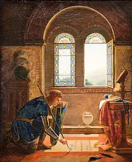 Charles VII écrivant ses adieux à Agnès Sorel  (1804), musée national des châteaux de Malmaison et de Bois-Préau, Rueil-Malmaison