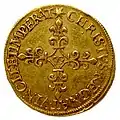 Écu d'or au soleil frappé en 1595 revers