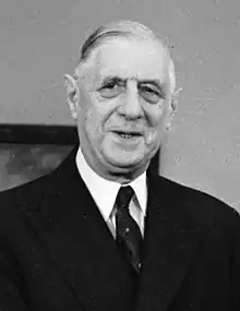 Photo en noir et blanc du Général de Gaulle.