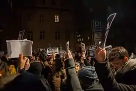 Prague, devant l'ambassade de France, 8 janvier 2015.