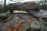 La pierre au diable, forêt de Charnie à Torcé-Viviers-en-Charnie.