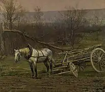 29. Charrette attelée d'un cheval blanc, musée de la Guerre de 1870 et de l'Annexion.