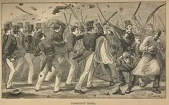 Les émeutes chartistes dans Barnaby Rudge, par Cornelius Brown.